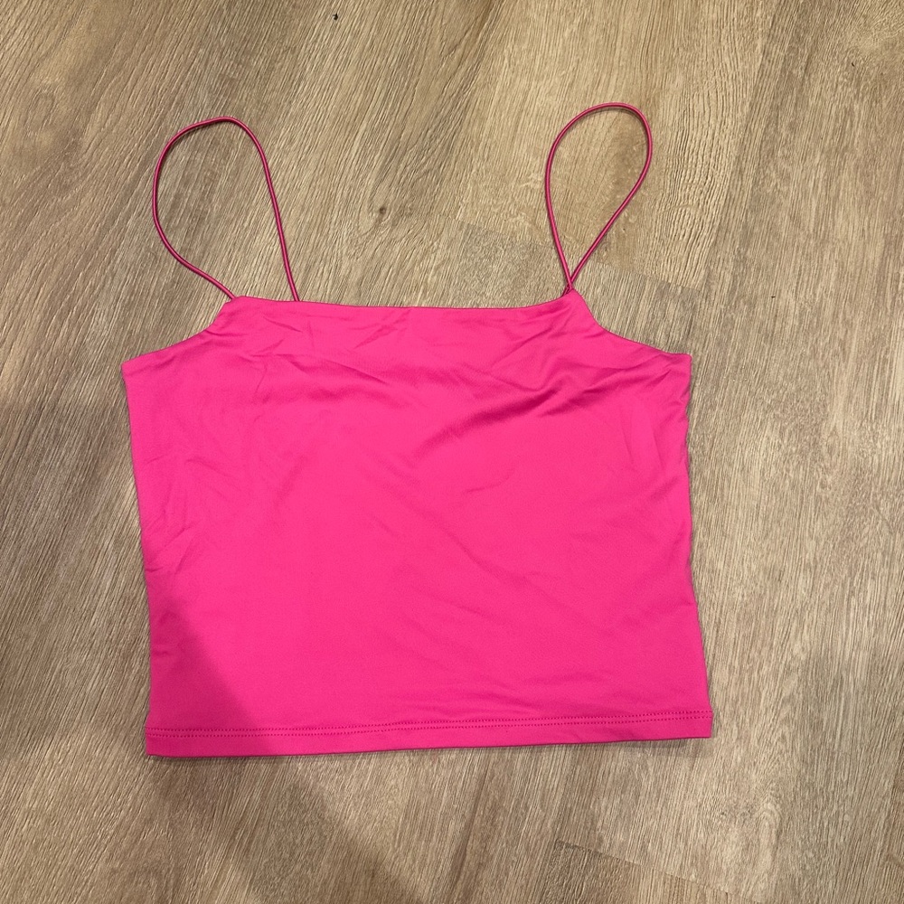 Forever 21 Pink Cropped Camisole Fitted Top with bungee straps